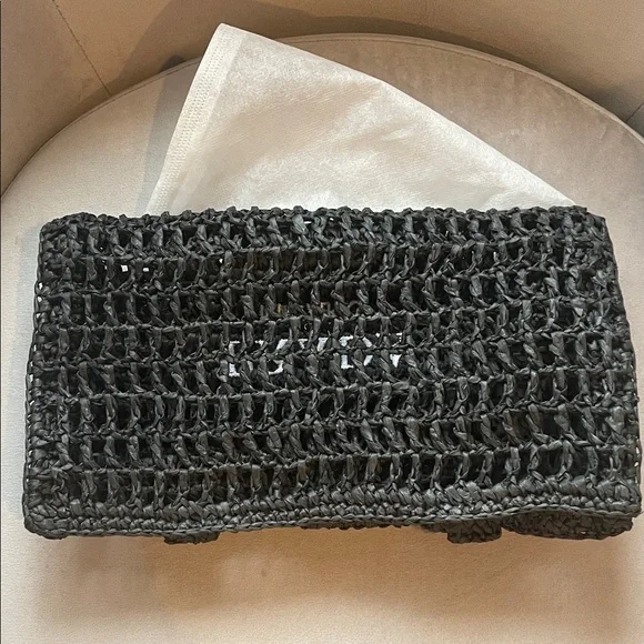 Prada LIKE STRAW BAG Black Crochet Milano Tote - Picture 7 of 7